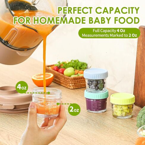 20 Pack Glass Baby Food Storage Containers - 4 Oz Baby Food Storage Jars with Lids Baby Food Maker Microwave Dishwasher and Freezer Safe in Kuwait