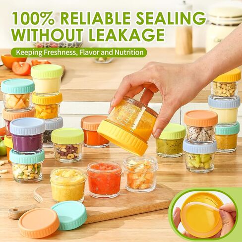 20 Pack Glass Baby Food Storage Containers - 4 Oz Baby Food Storage Jars with Lids Baby Food Maker Microwave Dishwasher and Freezer Safe in Kuwait