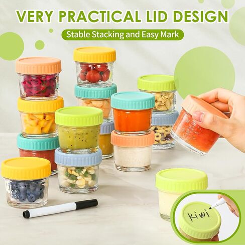 20 Pack Glass Baby Food Storage Containers - 4 Oz Baby Food Storage Jars with Lids Baby Food Maker Microwave Dishwasher and Freezer Safe in Kuwait