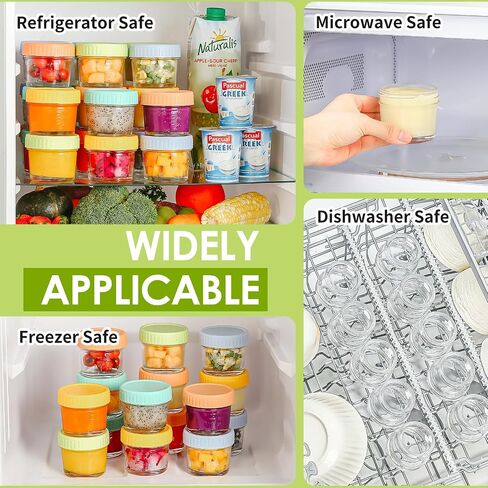 20 Pack Glass Baby Food Storage Containers - 4 Oz Baby Food Storage Jars with Lids Baby Food Maker Microwave Dishwasher and Freezer Safe in Kuwait