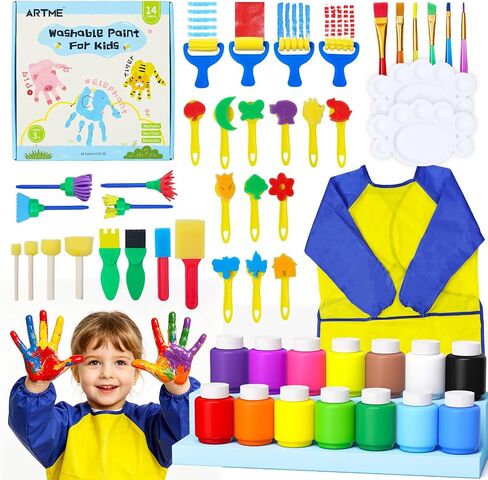 ARTME Washable Paint for Kids, 14 Colors x 2 oz Finger Paint with 37 Tools in Kuwait