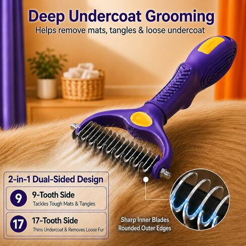 Deshedding Dog Brush, Dog Grooming Kit for Dogs & Cats in Kuwait