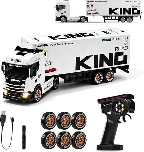 BRRRRT 1/64 Scania RC Drift Semi Truck with Trailer,4WD RC Car for Kids 4+ in Saudi Arabia