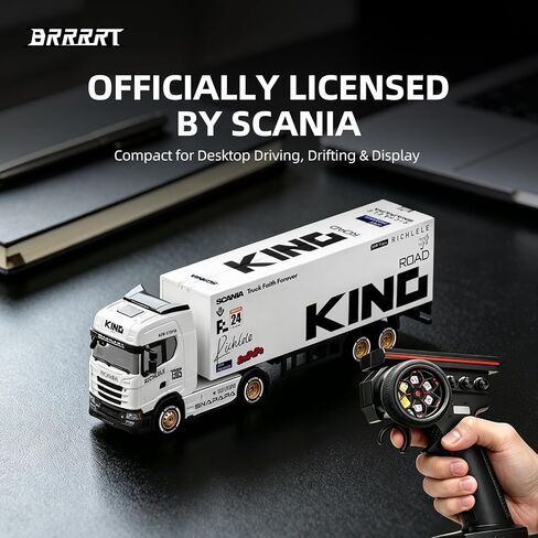 BRRRRT 1/64 Scania RC Drift Semi Truck with Trailer,4WD RC Car for Kids 4+ in Saudi Arabia