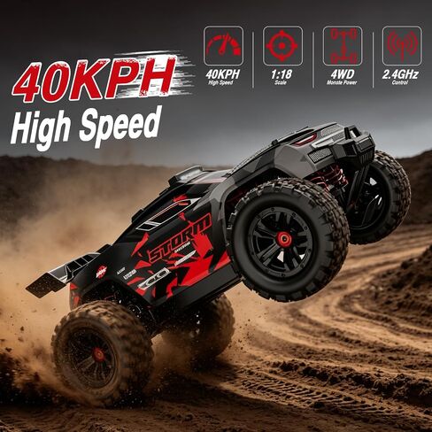 1:18 مقياس جميع سيارات RC التضاريس ، سيارة التحكم عن بُعد عالية السرعة ، 40 كم/ساعة ، و 2.4 جيجا هرتز RC لعب الهدايا للأطفال والبالغين ، والسيارة الكهربائية 4WD مع بطاريتين قابلتين للشحن ، وشاحنة على الطرق الوعرة على الطريق in Kuwait