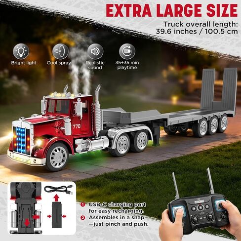 KIDMARKT 39.6-inch 16-Channel Giant RC Semi-Trailer Truck in Kuwait