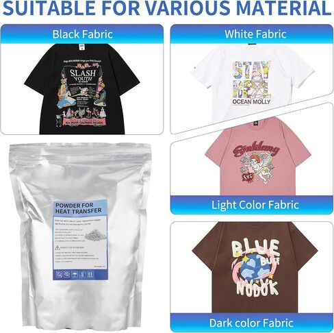 DTF Powder White 1kg/ 35.3 oz, Hot Melt Adhesive Digital DTF Powder for Sublimation, DTF PreTreat Transfer Powder for All Fabric, Compatible with DTF and DTG Printers in Kuwait