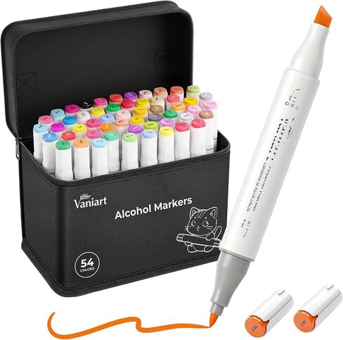 Professional Alcohol Markers, 54 Colors Fine & Chisel Sketch Pens in Kuwait