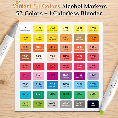 Professional Alcohol Markers, 54 Colors Fine & Chisel Sketch Pens in Kuwait