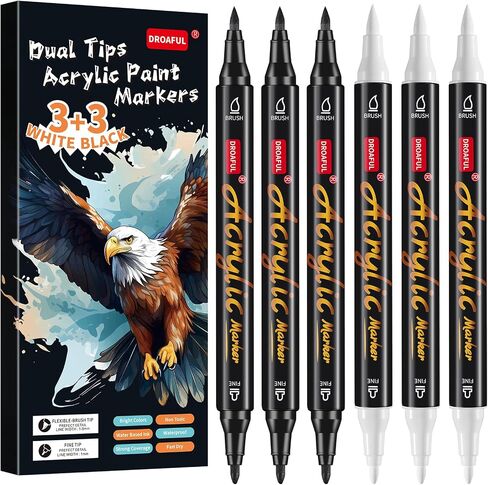Droaful Acrylic Paint Pens Markers, 20 Colors Dual Tips Art Markers in Saudi Arabia