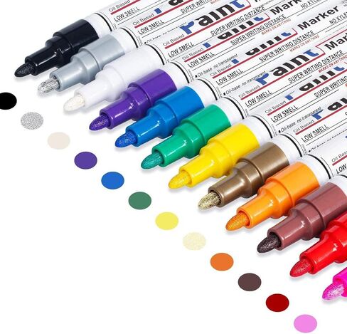 Oil Based Paint Pen, Permanent Paint Marker: Quick-Dry, Waterproof Marker Set of 12 for Rock Painting, Glass, Fabric, Ceramic, Wood, Metal, Mug, Plastic, Stone, Christmas Art Craft Supplies Kit in Saudi Arabia