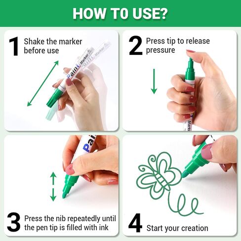 Oil Based Paint Pen, Permanent Paint Marker: Quick-Dry, Waterproof Marker Set of 12 for Rock Painting, Glass, Fabric, Ceramic, Wood, Metal, Mug, Plastic, Stone, Christmas Art Craft Supplies Kit in Kuwait
