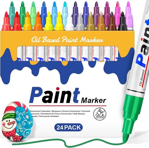 Oil Based Paint Pen, Permanent Paint Marker: Quick-Dry, Waterproof Marker Set of 12 for Rock Painting, Glass, Fabric, Ceramic, Wood, Metal, Mug, Plastic, Stone, Christmas Art Craft Supplies Kit in Kuwait