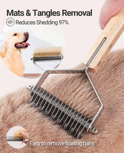 Dematting Comb for Dogs and Cats, Mat Remover and Deshedding Grooming Tool, Safe Detangler for Matted Fur, Double Sided Undercoat Rake for dogs in Saudi Arabia