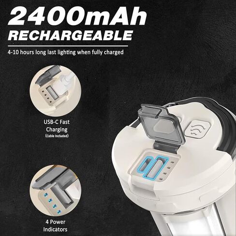 فوانيس التخييم LED، DIBMS 240LM USB قابلة لإعادة الشحن، مصباح يدوي قابل للطي، أضواء بقاء مقاومة للماء مع خطاف قاعدة مغناطيسي للتخييم والأعاصير وانقطاع الطاقة في حالات الطوارئ داخلي وخارجي، حزمة من قطعتين in Kuwait