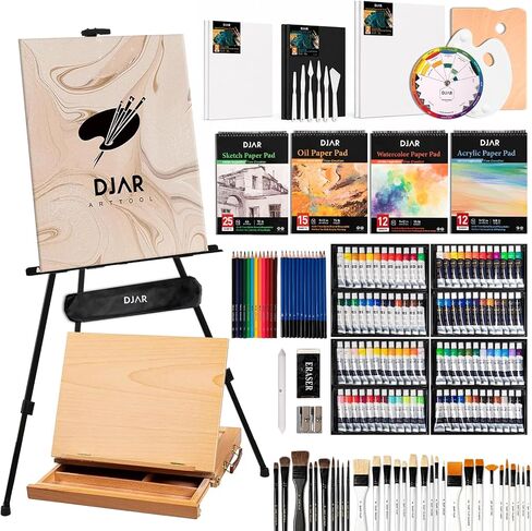 DJAR 174 Pcs All-in-One Art Painting Set with Beech Wood Easel in Kuwait