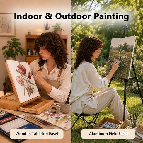 DJAR 174 Pcs All-in-One Art Painting Set with Beech Wood Easel in Kuwait