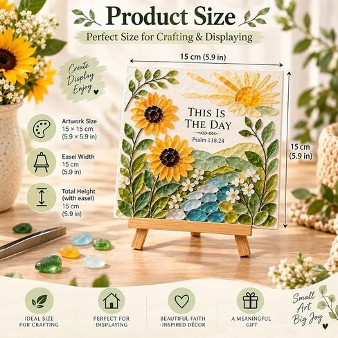 Vorzeth This is The Day Sea Glass Art Kits for Adults, Psalm 118:24 DIY Sea Glass Mosaic Craft Kit with Sunflower Design, Creative Art Project, Meaningful Gift & Faith-Inspired Home Decor in Saudi Arabia