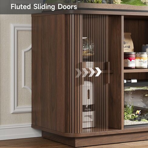 ONBRILL 55-75 Gallon Fish Tank Stand with Power Outlet,Fluted Sliding Door in Saudi Arabia