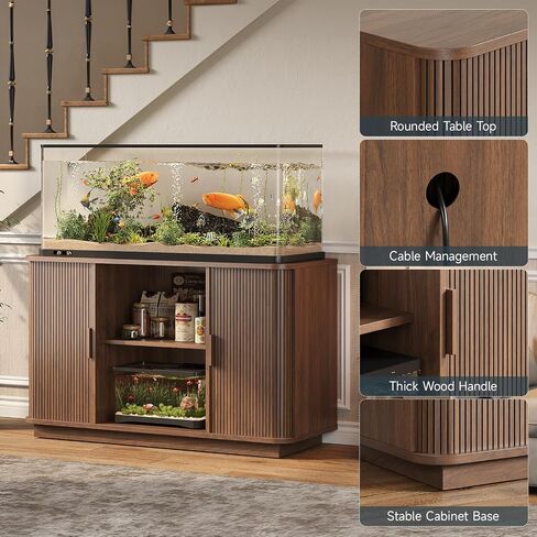 ONBRILL 55-75 Gallon Fish Tank Stand with Power Outlet,Fluted Sliding Door in Saudi Arabia