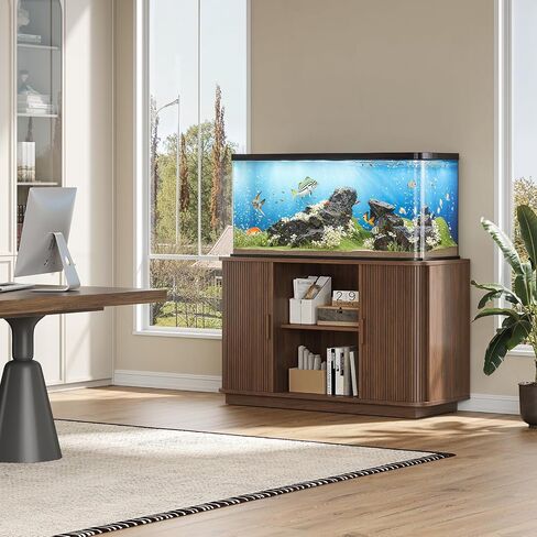 ONBRILL 55-75 Gallon Fish Tank Stand with Power Outlet,Fluted Sliding Door in Saudi Arabia