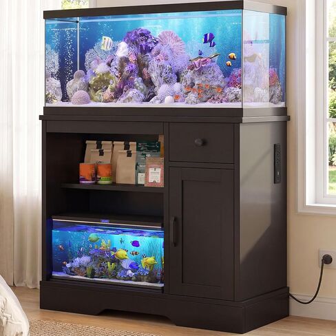 Heybly 20-29-37 Gal Fish Tank Stand with Power Outlets & Cabinet HAS012WWB in Saudi Arabia