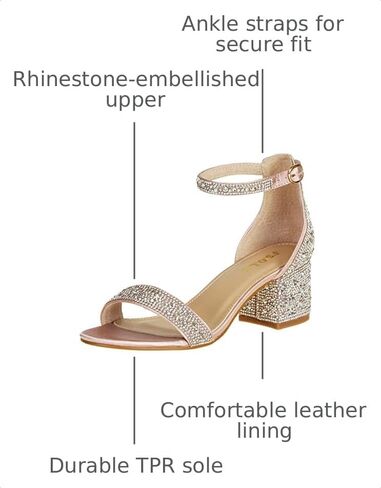 J's.o.l.e Women's Sparkly Open Toe Low Block Heel Rhinestone Dress Sandals Wedding Shoes for Bride in Kuwait