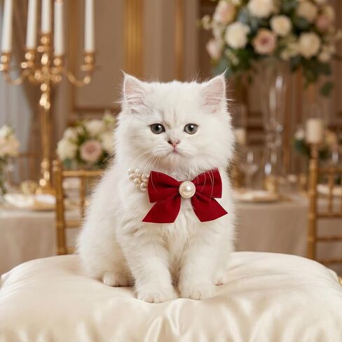 Fashions Dog Collar – Pearl Cat Collar, Diamond Cat Collar and Pet Jewelry Necklace for Puppies and Cats, Party, Photo Shoots, Weddings, Outdoor and Indoor Accessories (25-31cm) in Saudi Arabia
