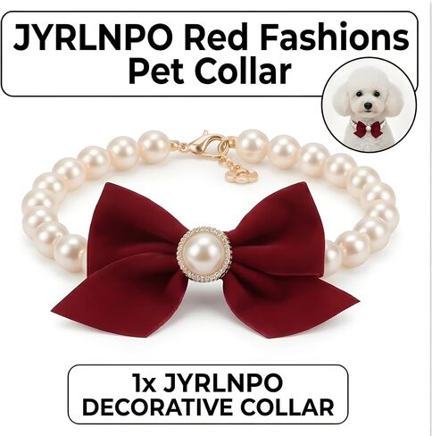 Fashions Dog Collar – Pearl Cat Collar, Diamond Cat Collar and Pet Jewelry Necklace for Puppies and Cats, Party, Photo Shoots, Weddings, Outdoor and Indoor Accessories (25-31cm) in Saudi Arabia