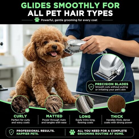 Furvana Set of 15 Dog Clippers for Grooming, Professional Dog Grooming Kit with 10W High-Torque Motor, Stainless Steel Blade, 6 Guide Combs, 49dB Quiet, 2000mAh, Corded & Cordless in Saudi Arabia