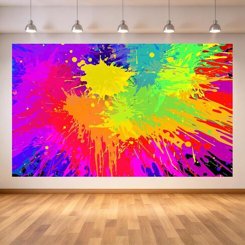 5x3ft Colorful Paint Splash Backdrop, Abstract Graffiti Splatter Photography Background, Hip Hop Banner 90s Party Vinyl Photo Studio Props BJLSPH366 in Saudi Arabia