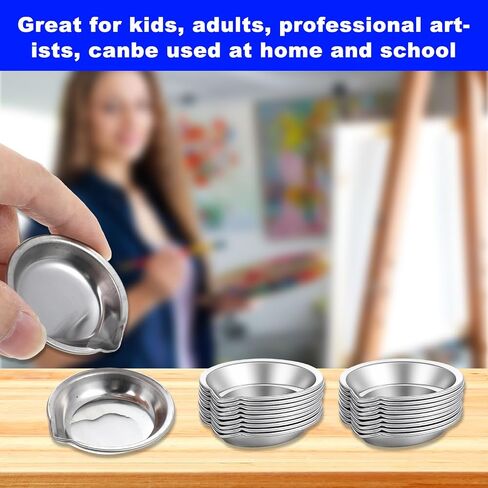 JJUNW 18 Pcs Stainless Steel Small Paint Tray, 2in Round Paint Mixing Cups in Saudi Arabia