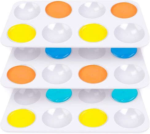 3 PCS Rectangular Paint Tray Palettes for Kids,Plastic Paint with 8 Wells in Kuwait