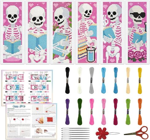 ACRNIGHEET 6PCS Counted Cross Stitch Bookmark Kits for Beginners Bookshelf in Kuwait
