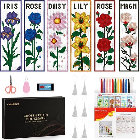 CYANFOUR 6 Pcs Cross Stitch Bookmark Kit for Beginners in Kuwait