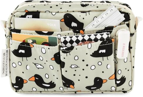 Multiple Pockets Portfolio Organizer with Zipper,Makeup Bag Pencil Pouch in Kuwait