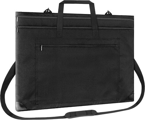 ZKOO Light Weight Art Portfolio Bag, Black Canvas Portfolio Case with Detachable Shoulder Strap, Leather Corners, Art Carry Case 18 X 24 for Portability Artwork, Poster, Sketching, and Drawing in Saudi Arabia