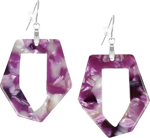 Vibrant Purple Acrylic Lightweight Boho Statement Earrings, Hypoallergenic Platinum Ear Wires, Gift for Her in Saudi Arabia