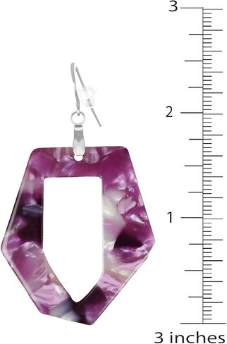 Vibrant Purple Acrylic Lightweight Boho Statement Earrings, Hypoallergenic Platinum Ear Wires, Gift for Her in Saudi Arabia