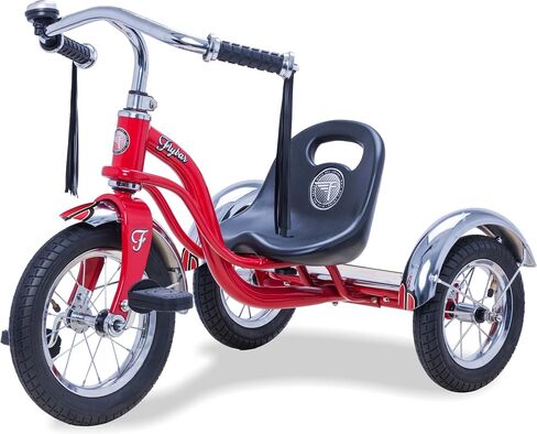 Flybar Classic Retro Tricycle For Toddlers Ages 2-4 With Adjustable Seat, Steel Frame, Chrome Handlebars & Stable Wide-Wheel Ride, Outdoor Ride-On Toddler Bike For Boys And Girls in Kuwait