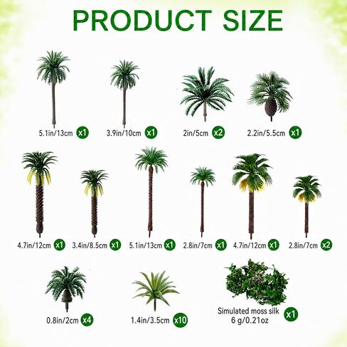 26 Pcs Miniature Palm Tree Model Set Model Tropical Coconut Palm Tree Cake Topper Diorama Trees for DIY Scenery Landscape Fairy Garden in Saudi Arabia