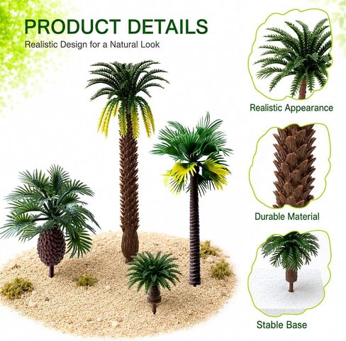 26 Pcs Miniature Palm Tree Model Set Model Tropical Coconut Palm Tree Cake Topper Diorama Trees for DIY Scenery Landscape Fairy Garden in Saudi Arabia