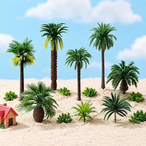 26 Pcs Miniature Palm Tree Model Set Model Tropical Coconut Palm Tree Cake Topper Diorama Trees for DIY Scenery Landscape Fairy Garden in Saudi Arabia