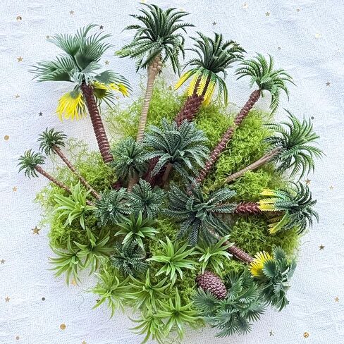 26 Pcs Miniature Palm Tree Model Set Model Tropical Coconut Palm Tree Cake Topper Diorama Trees for DIY Scenery Landscape Fairy Garden in Saudi Arabia