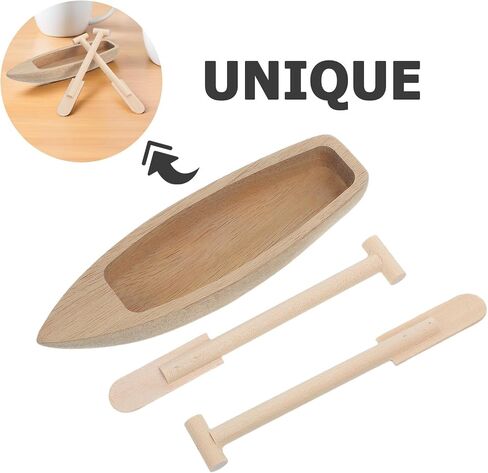Wooden Canoe Model for Tabletop Decor and Miniature Landscapes in Kuwait