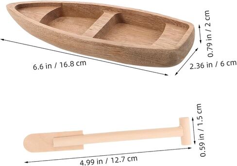 Miniature Wooden Boat Model with Paddle for Terrarium Decor in Kuwait