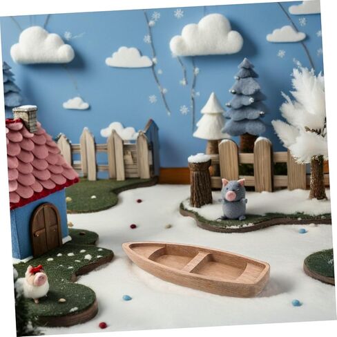 Miniature Wooden Boat Model with Paddle for Terrarium Decor in Kuwait