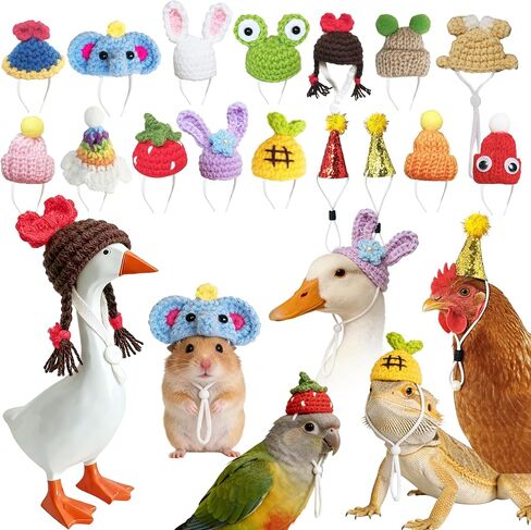 16Pcs Chicken Hats Adjustable Mini Hat, Hand Knitted Desk Goose Outfits kit in Saudi Arabia