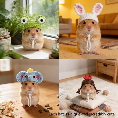 16Pcs Chicken Hats Adjustable Mini Hat, Hand Knitted Desk Goose Outfits kit in Saudi Arabia