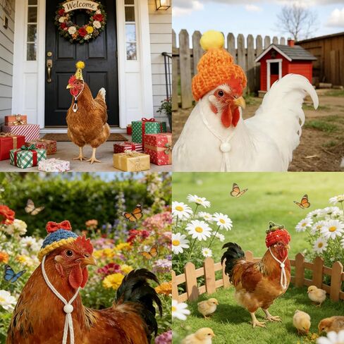 16Pcs Chicken Hats Adjustable Mini Hat, Hand Knitted Desk Goose Outfits kit in Saudi Arabia